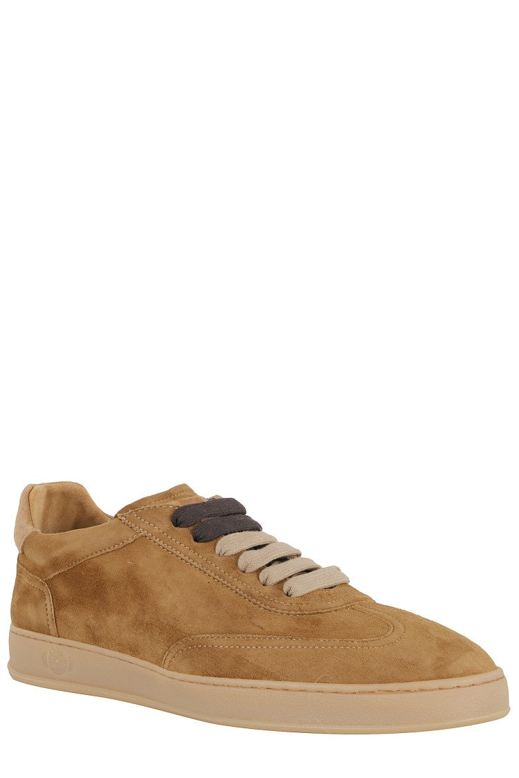 Soldini Low-Profile Taffy Brown Suede Sneakers