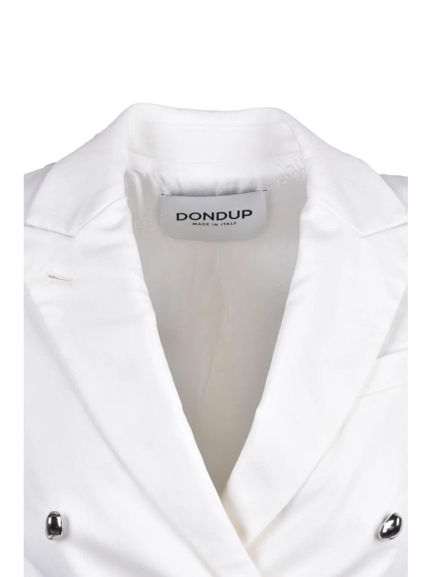 Dondup White Modal Cotton Elastane Double-Breasted Jacket