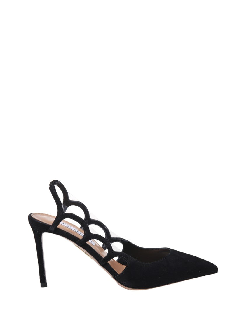 Aquazzura Pointed Toe Kid Suede Slingback Heels