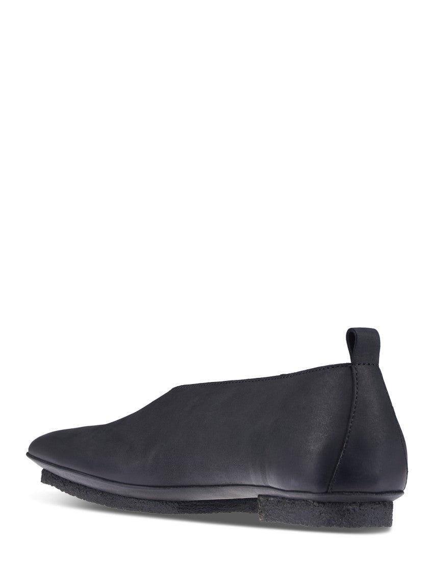 Uma Wang Black Leather Ballet Flats With Textured Sole