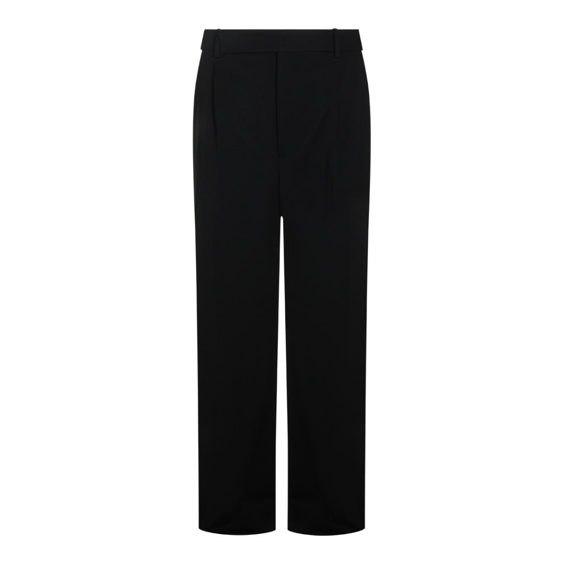 Saint Laurent Mid-Rise Black Wool Trousers With Classic Straight Leg
