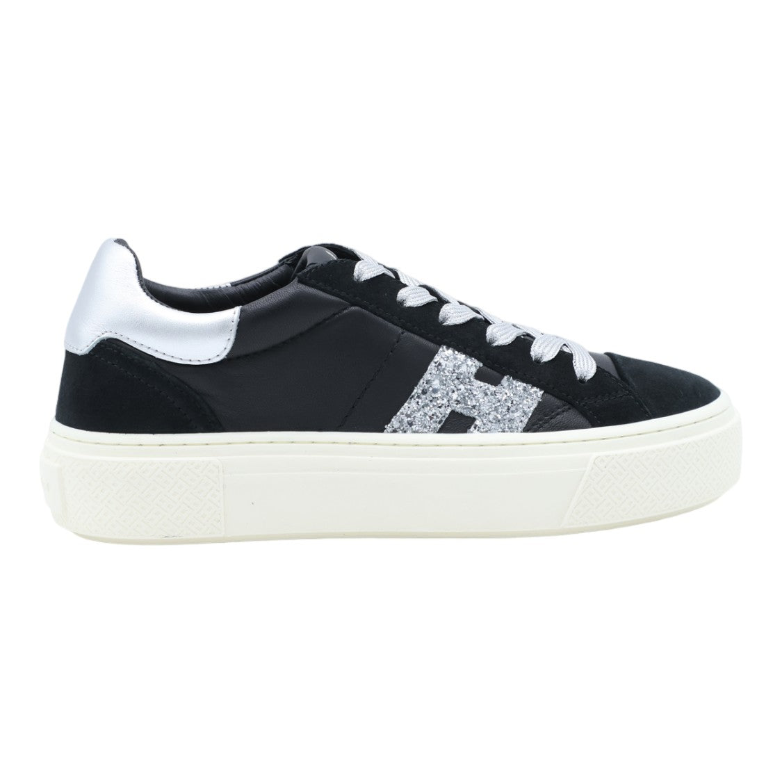 Hogan Black Sneakers With Silver Glitter Detail