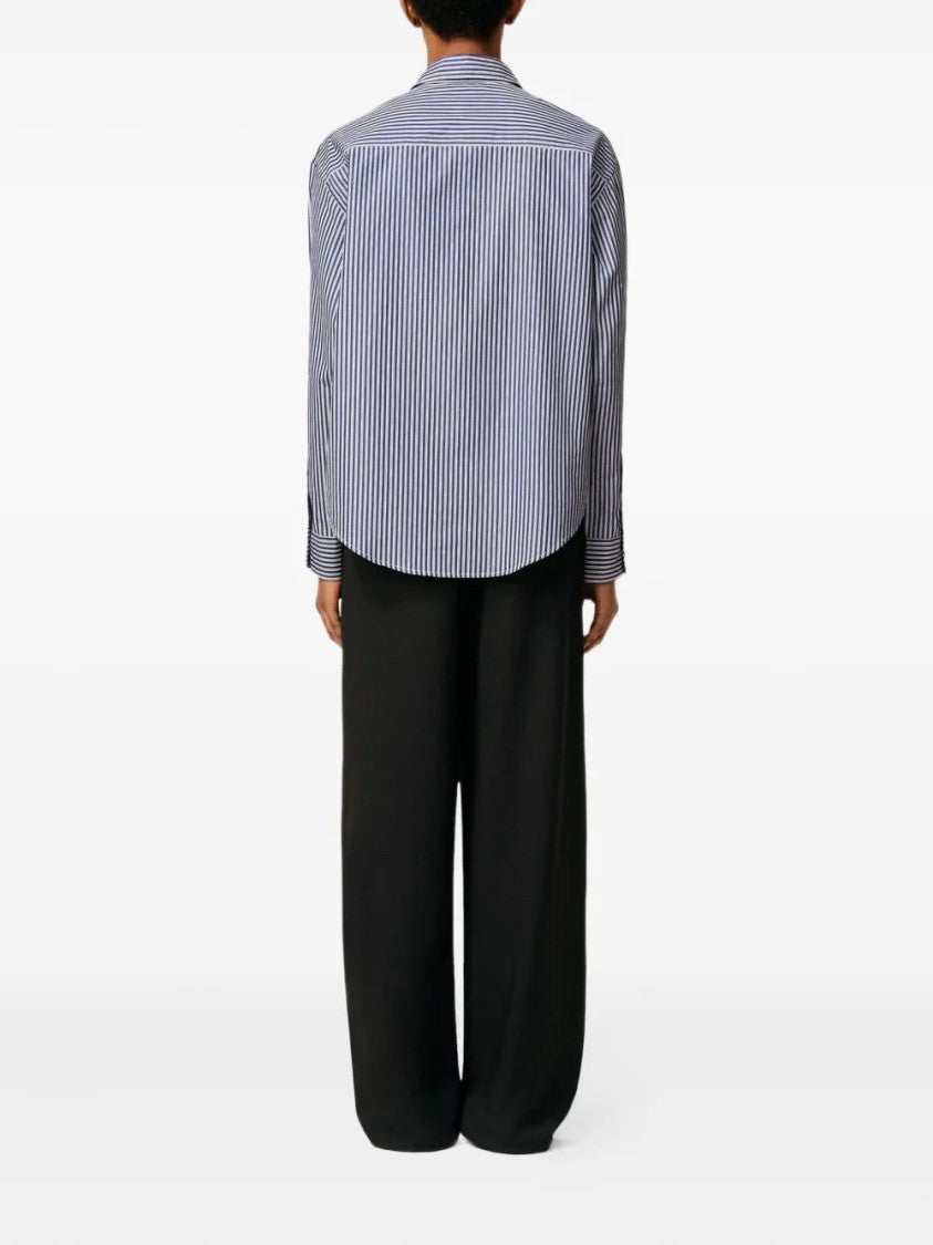 Ami Ami De Coeur Striped Shirt With Classic Collar And Embroidered Logo