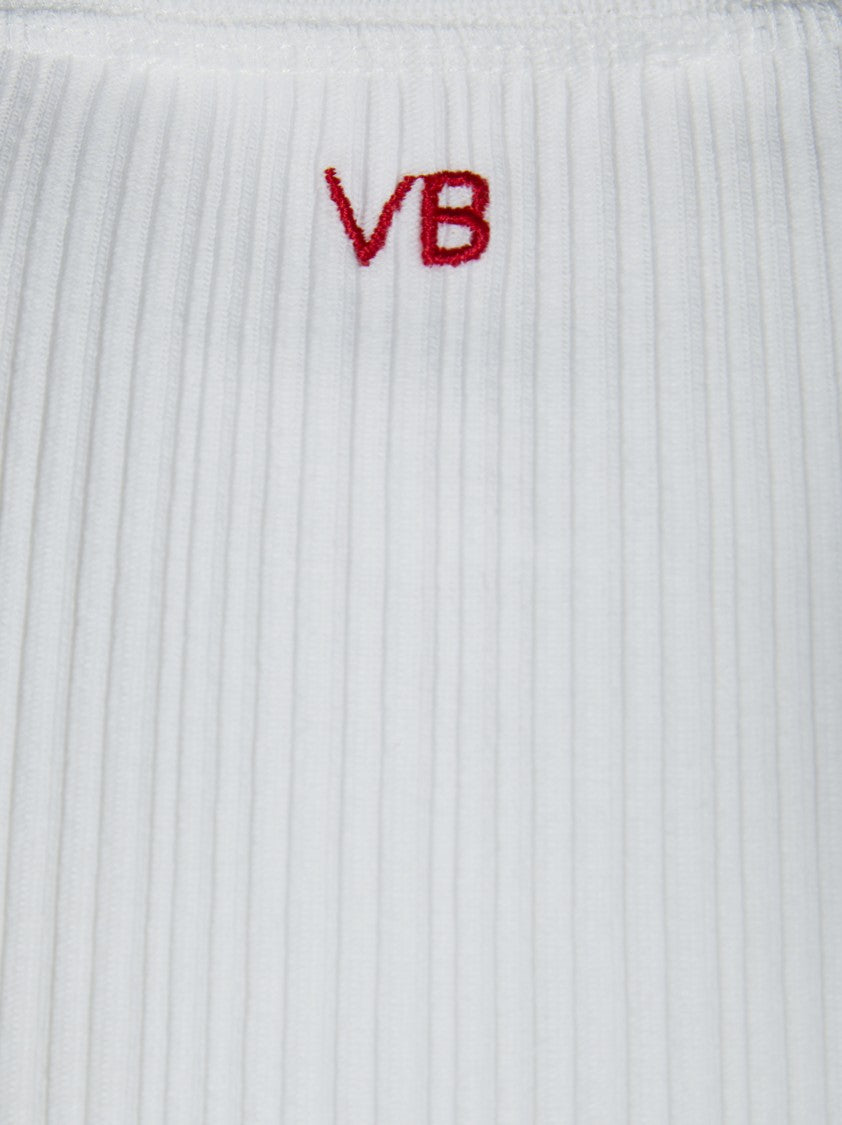 Victoria Beckham Ribbed Fitted Round Neck Tank Top