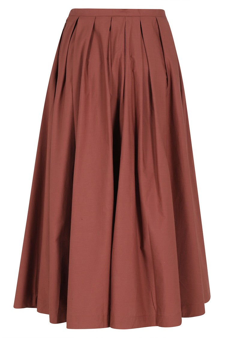 Roberto Collina Brick Structured Pleated Cotton Midi Skirt