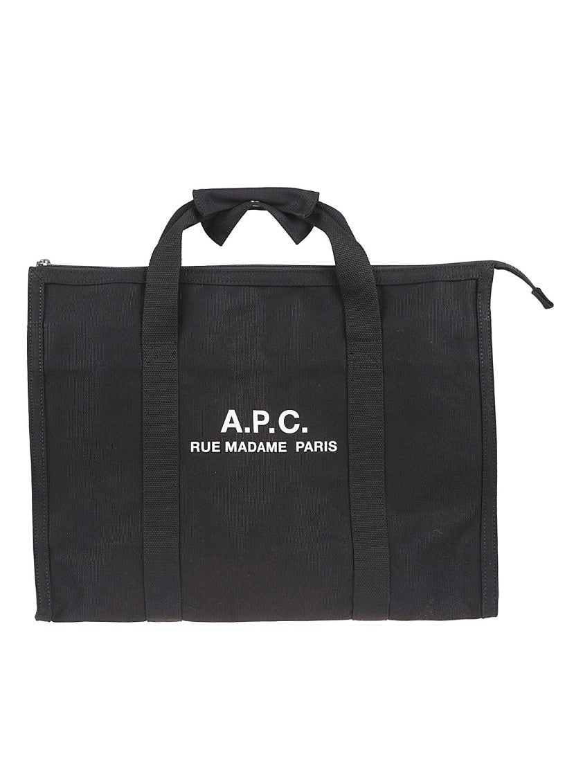 A.P.C. Large Black Cotton Tote Bag With Detachable Strap