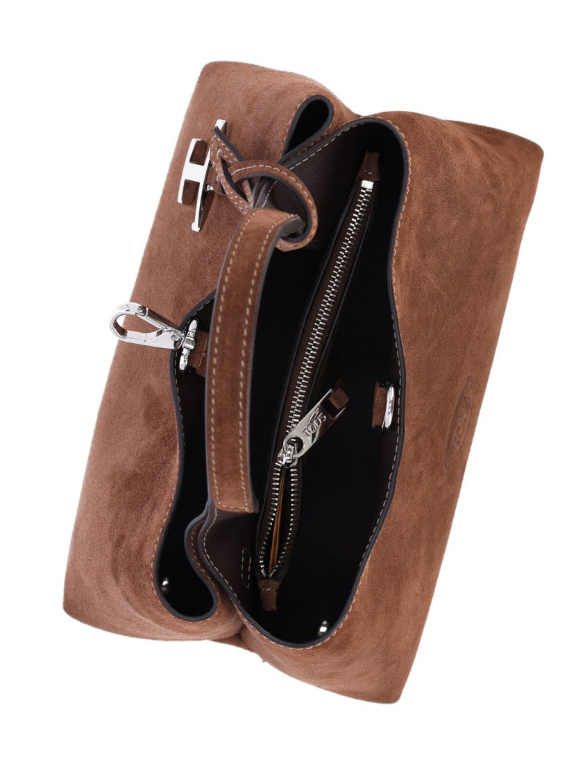 Tod's Brown Suede Top Handle Shoulder Bag