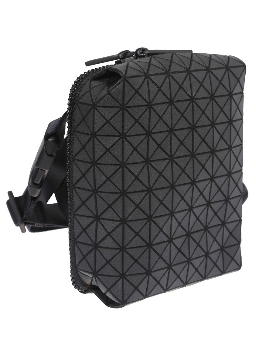 Bao Bao Issey Miyake Geometric Texture Leather Shoulder Bag With Zip Closure