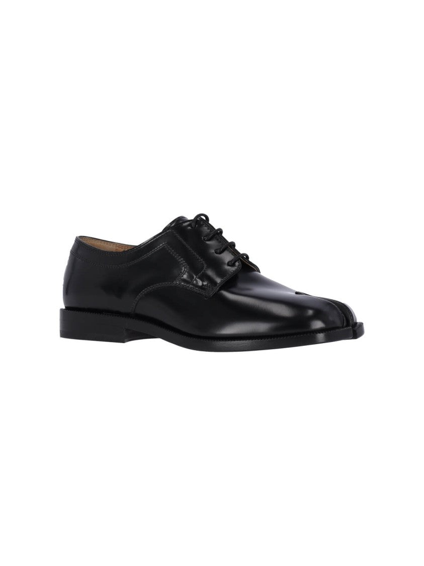 Maison Margiela Refined Black Leather Derby Shoes With Tabi Detail
