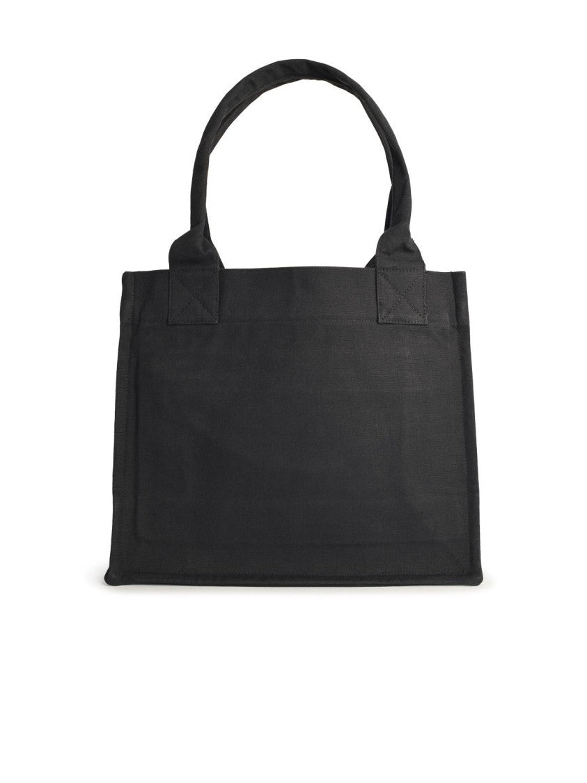 Ganni Large Banana Print Bag In Black Cotton