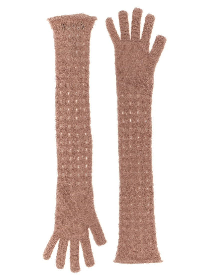 Fabiana Filippi Crocheted Mohair Blend Gloves With Dexterous Fit