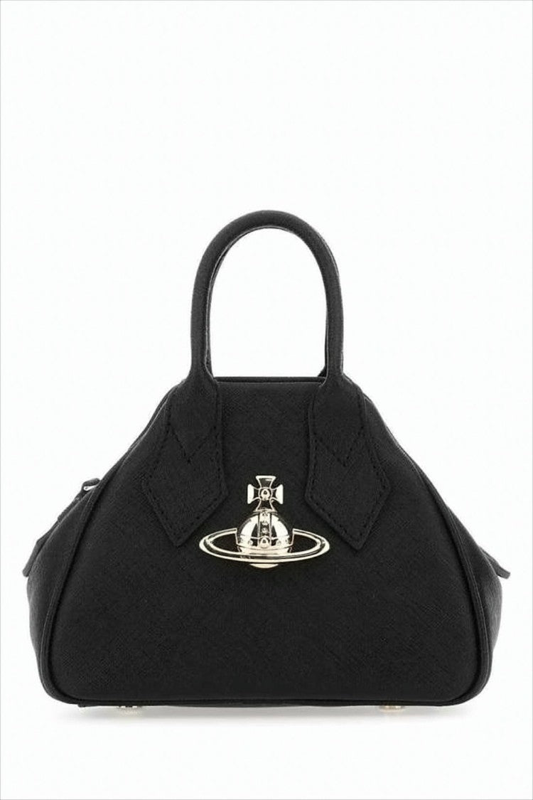 Vivienne Westwood Trapezoidal Black Leather Tote Bag