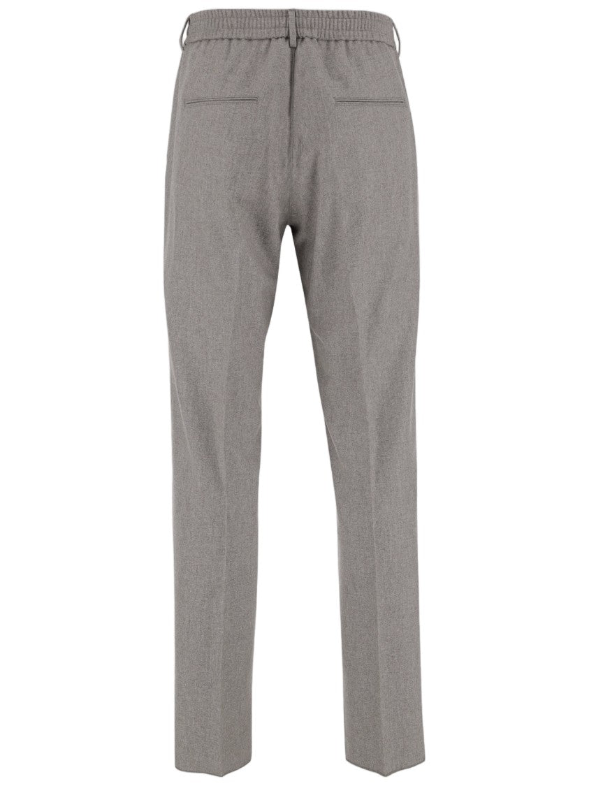 Tagliatore Tailored Dove Gray Virgin Wool Pants With Adjustable Waistband
