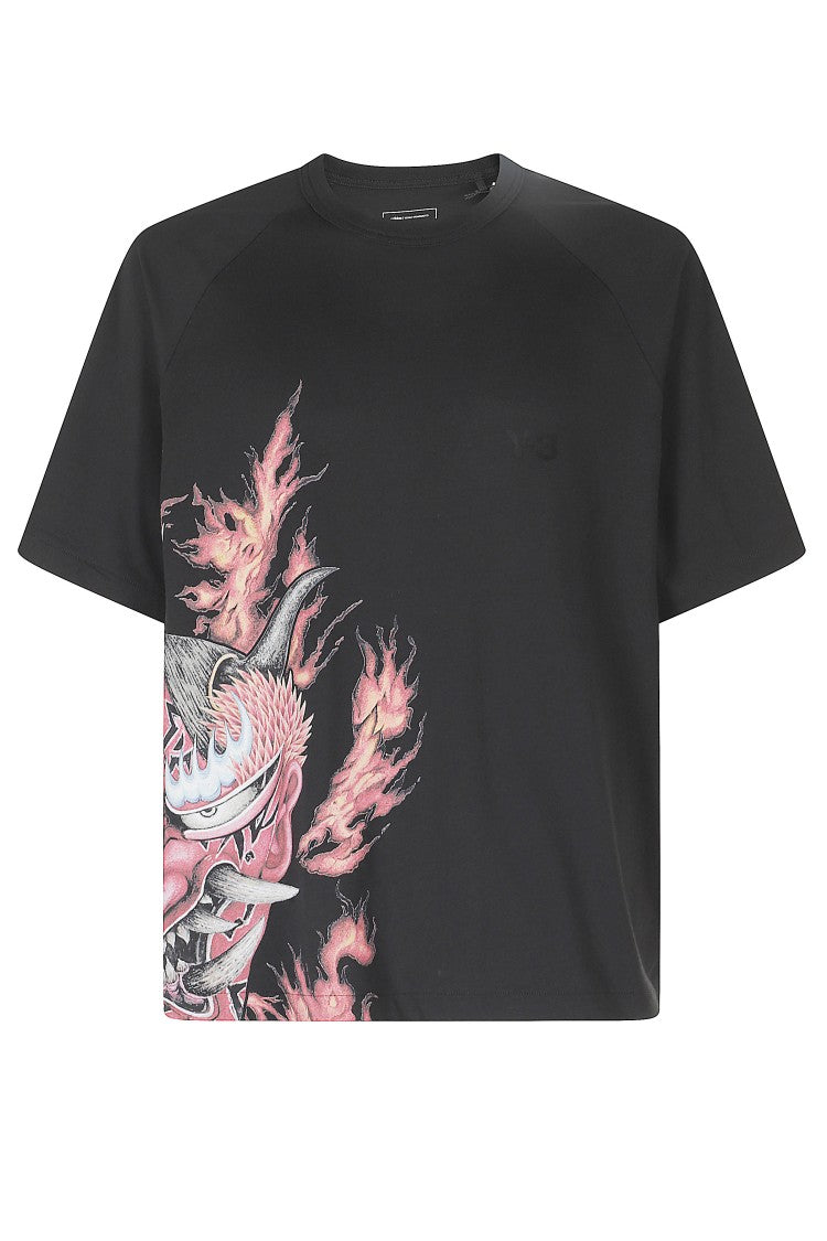 Y-3 Black Gfx Ss Tee Cotton T-Shirt