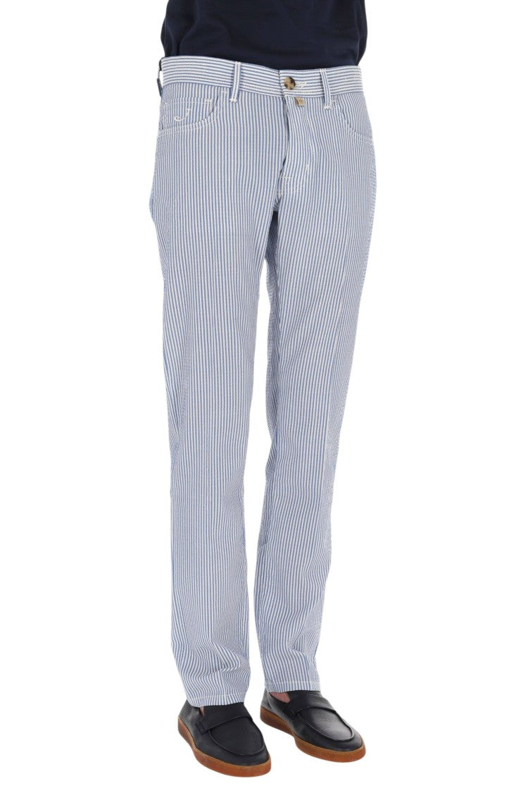 Jacob Cohen Striped Embossed Virgin Wool Pants
