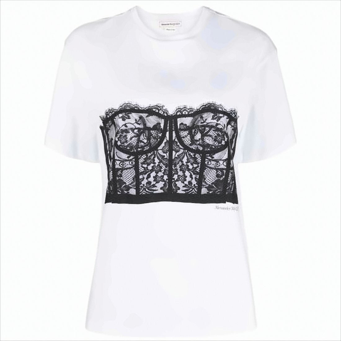 Alexander Mcqueen Short-Sleeved T-Shirt With Lace Corset Design