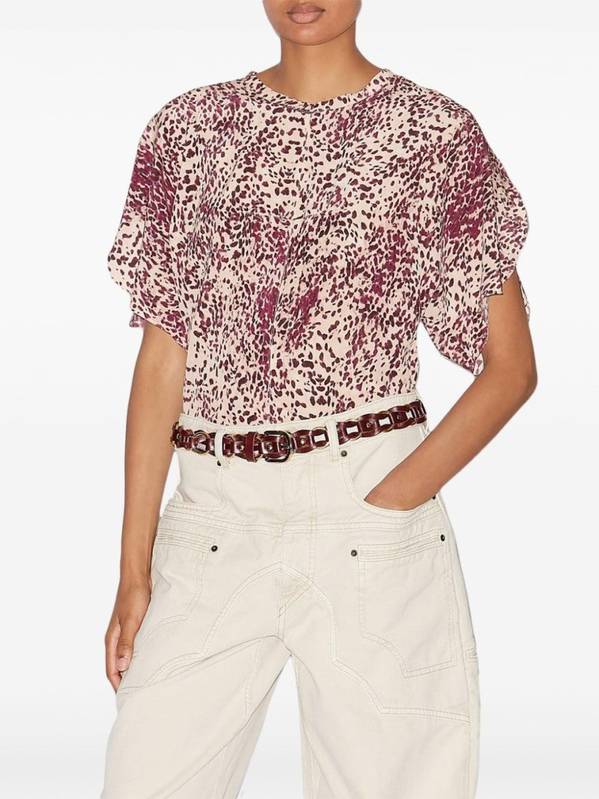 Isabel Marant Abstract Print Top With Puffed Sleeves