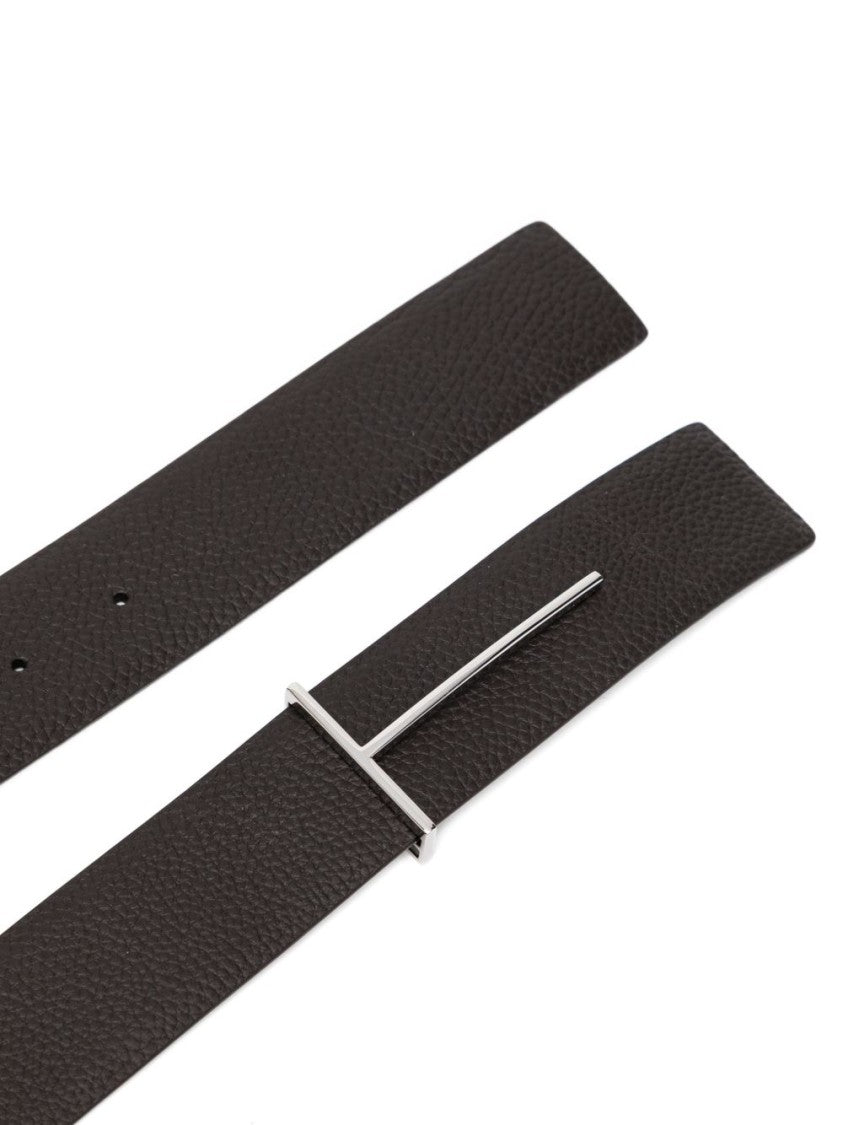 Tom Ford Black Textured Calf Leather Belt