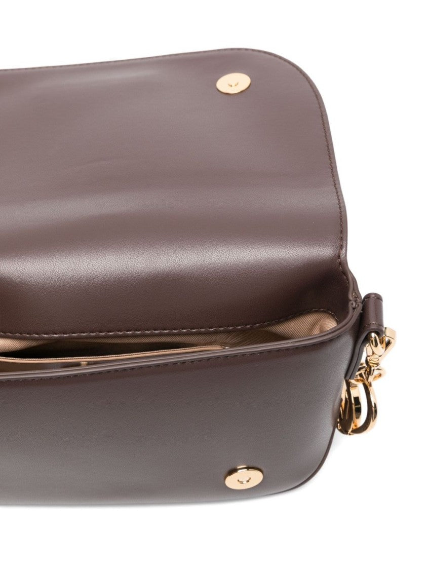 Love Moschino Structured Brown Shoulder Bag With Gold-Tone Accents