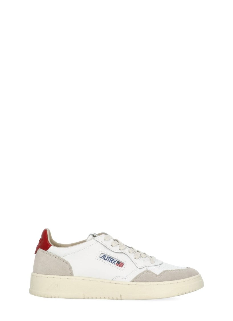 Autry White Medalist Low Suede-Blend Sneakers
