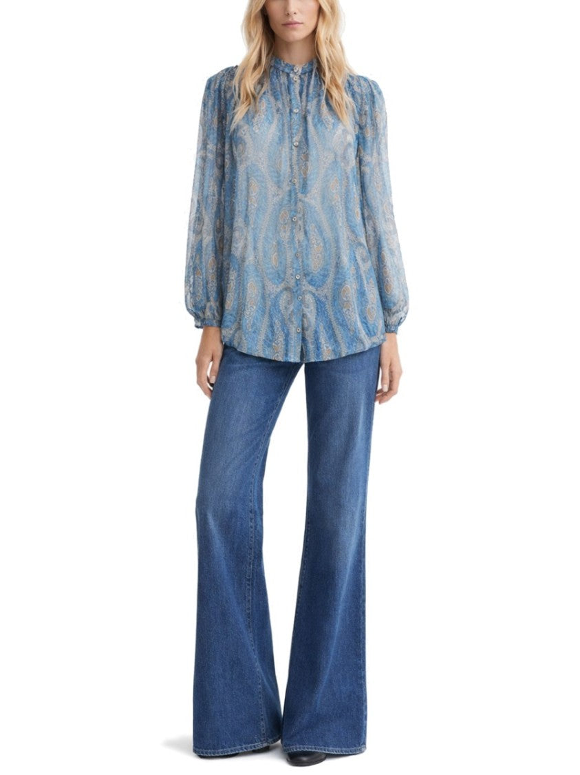 Etro Paisley Silk Ruffle Blouse