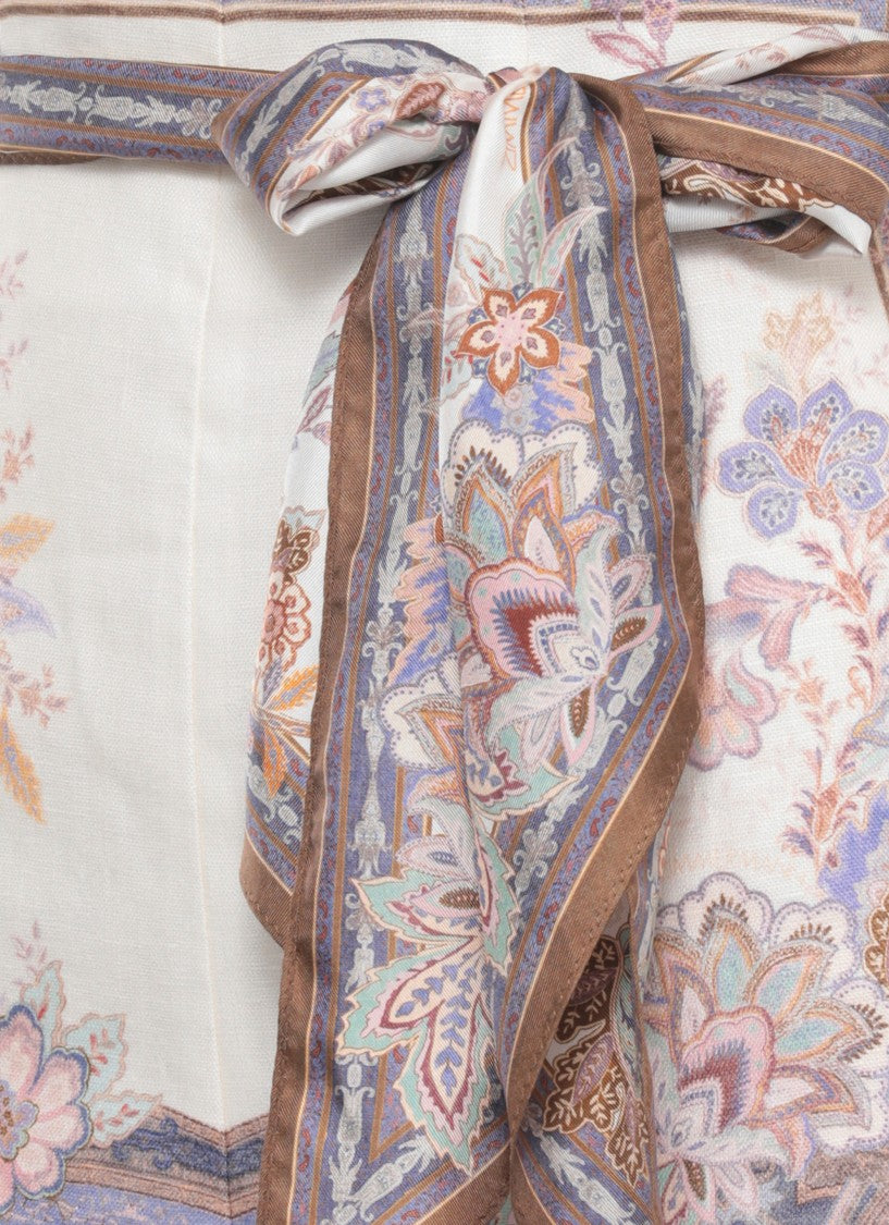 Zimmermann Ivory Luna Floral Linen Shorts