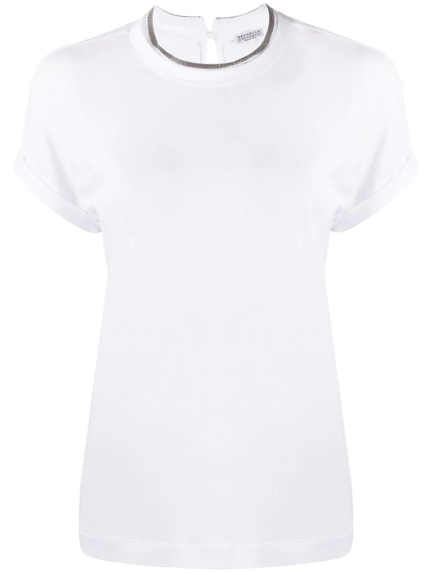 Brunello Cucinelli Short-Sleeve Round Neck T-Shirt With Subtle Back Detail
