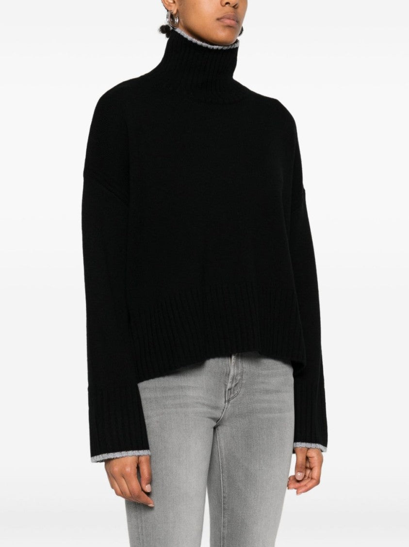 Pinko Loose-Fitting Sweater With High Ribbed Neckline