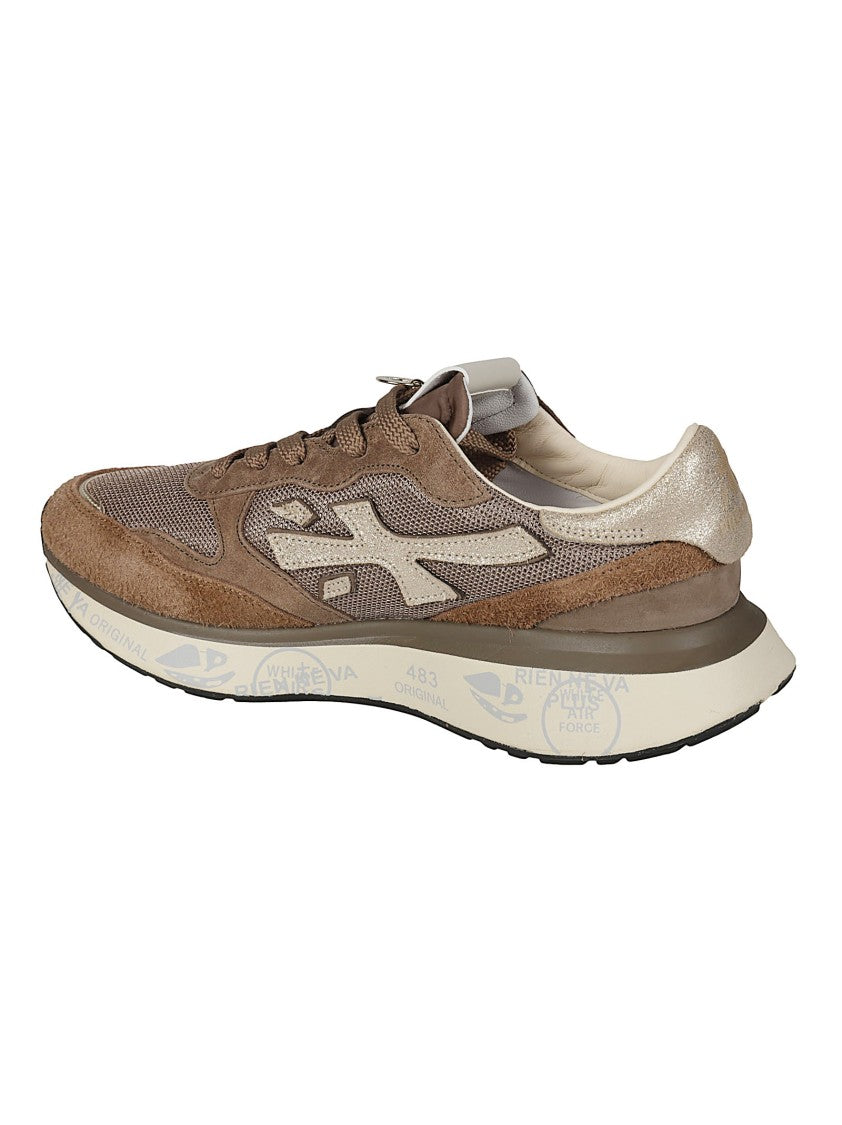 Premiata Lauryn Layered Suede Mesh Chunky Sneakers