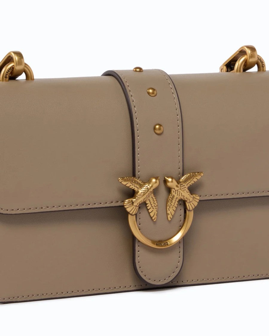Pinko Grey Mini Love Bag One Leather Shoulder Bag