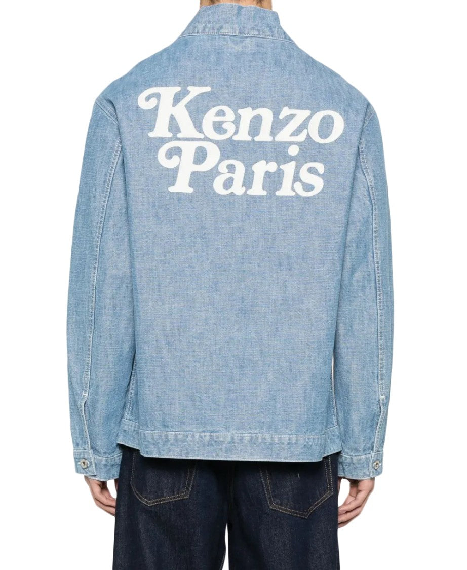 Kenzo Relaxed-Fit Denim Jacket With Shawl Collar And Vintage Detailing