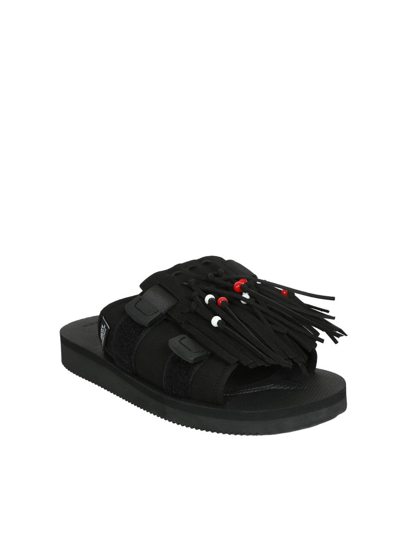 Suicoke Fringed Design Black Sandals