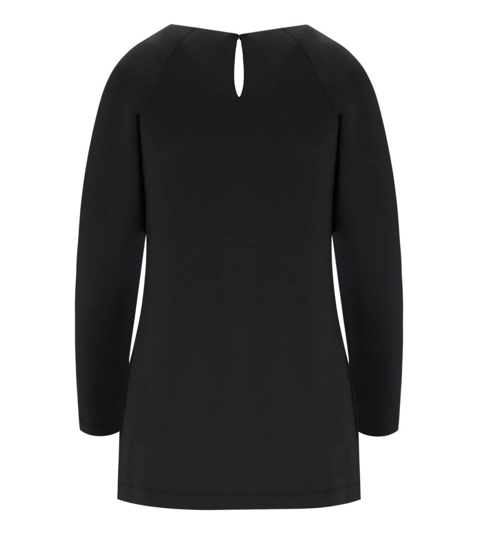 Max Mara Long-Sleeved Black Top With Keyhole Back Detail