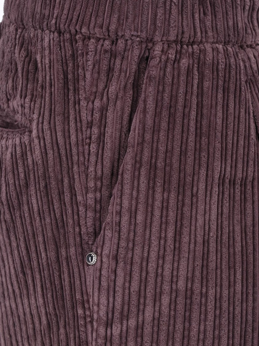 White Sand Bordeaux Cotton Corduroy Straight-Leg Pants