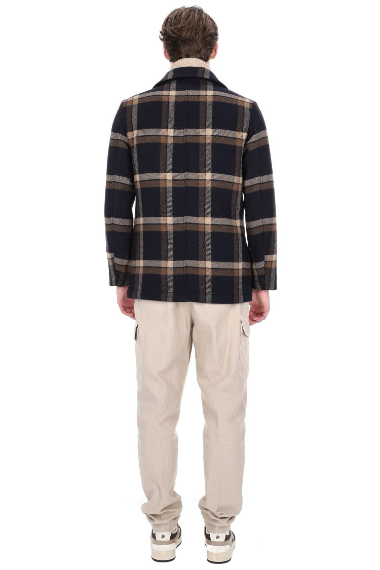 Camplin Island Water-Repellent Wool Prince Of Wales Peacoat