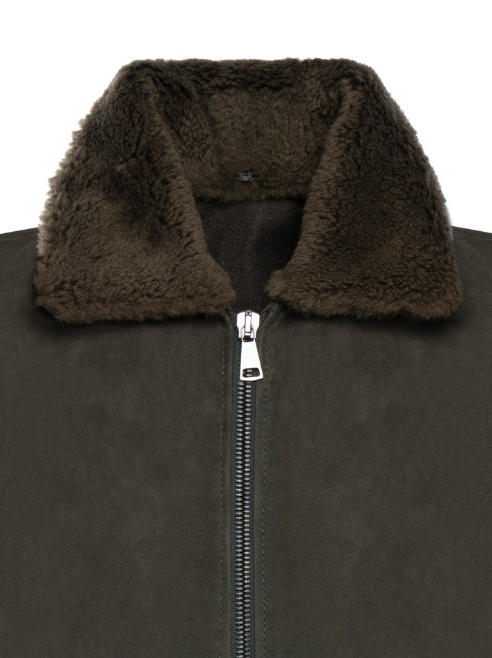 Franzese Collection Deep Green Water-Repellent Suede Bomber Jacket