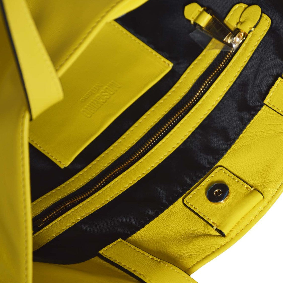 Moschino Shopper In Nappa Smiley Yellow