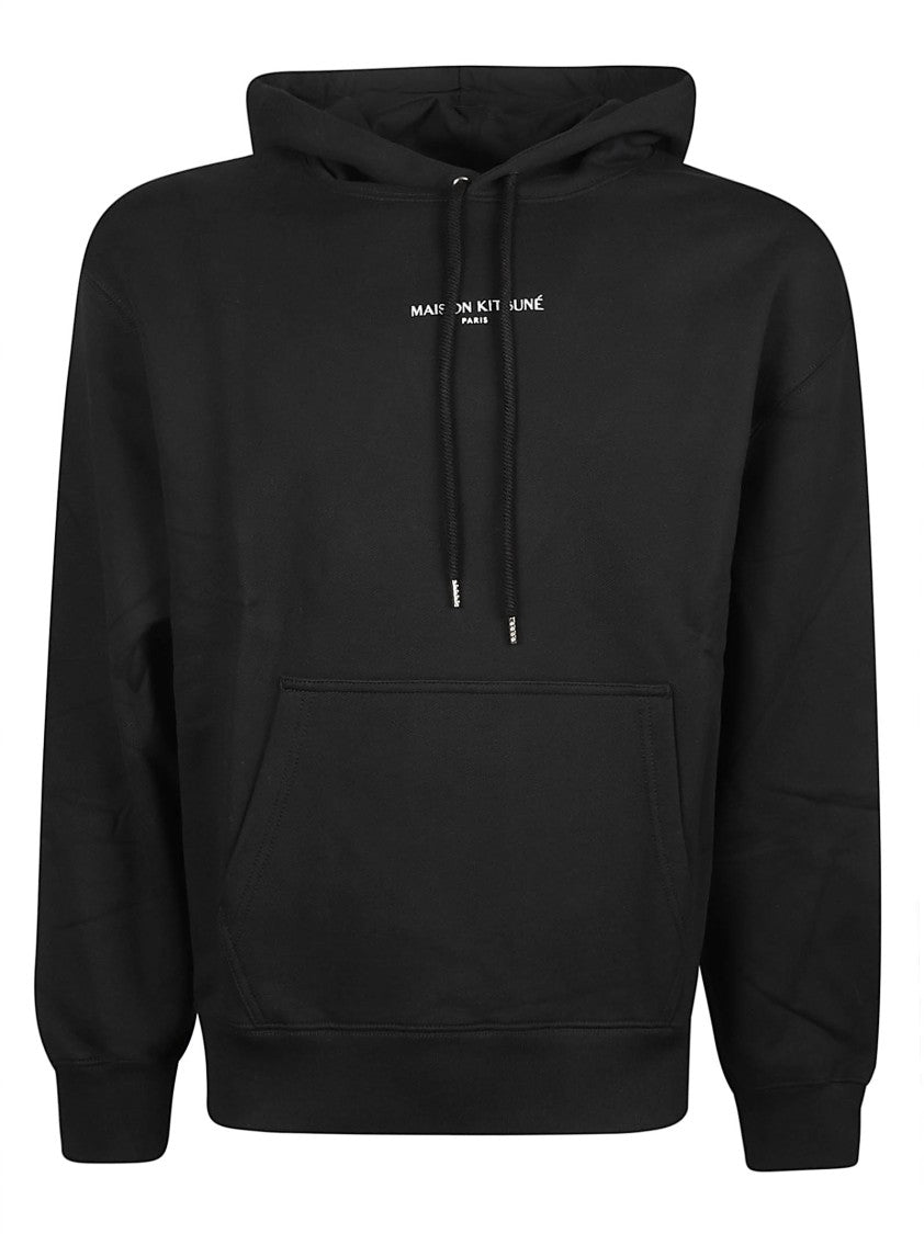 Maison Kitsuné Black Organic Cotton Drawstring Hoodie