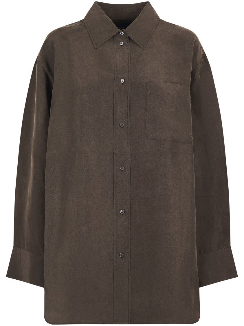 Soeur Relaxed Fit Brown Shirt With Classic Collar
