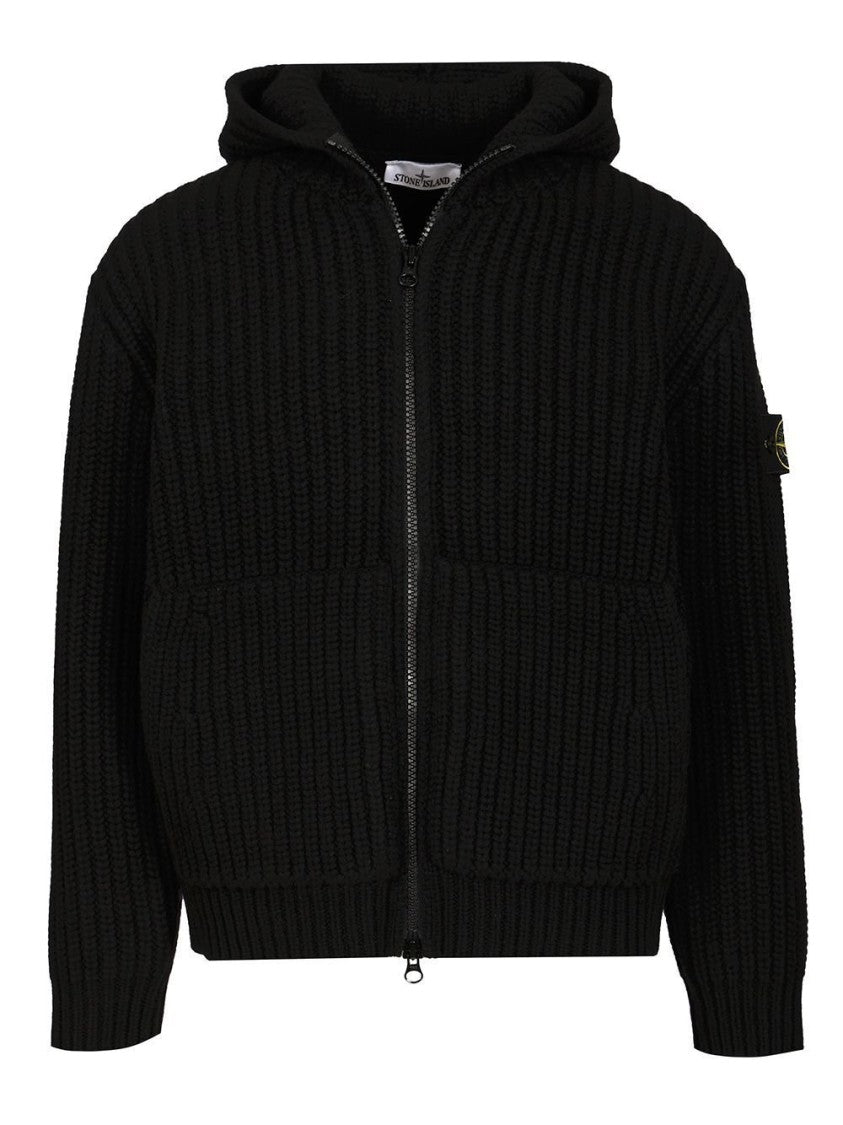 Stone Island Classic Black Sweater In Cashmere-Wool Blend