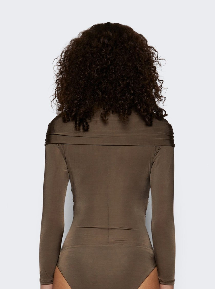 Patou Draped Bodysuit Mocha