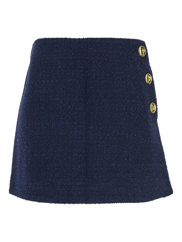 Pinko Textured Mini Skirt With Decorative Gold Accents