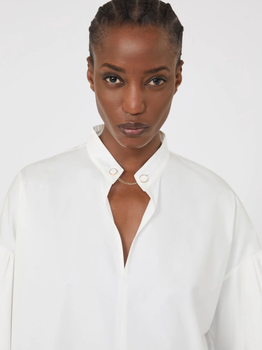 Max Mara Long-Sleeved Blouse With Gathered Sleeves And Stand Collar