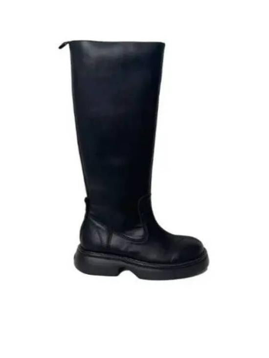 Ganni Smooth Leather Tall Boots With Modern Minimalist Design