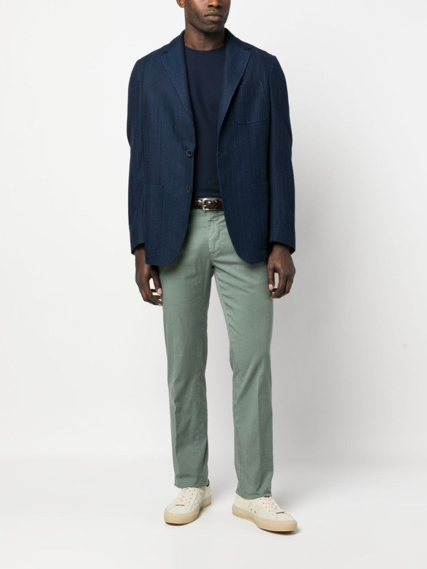 Herno Crew Neck Cotton T-Shirt In Navy Blue