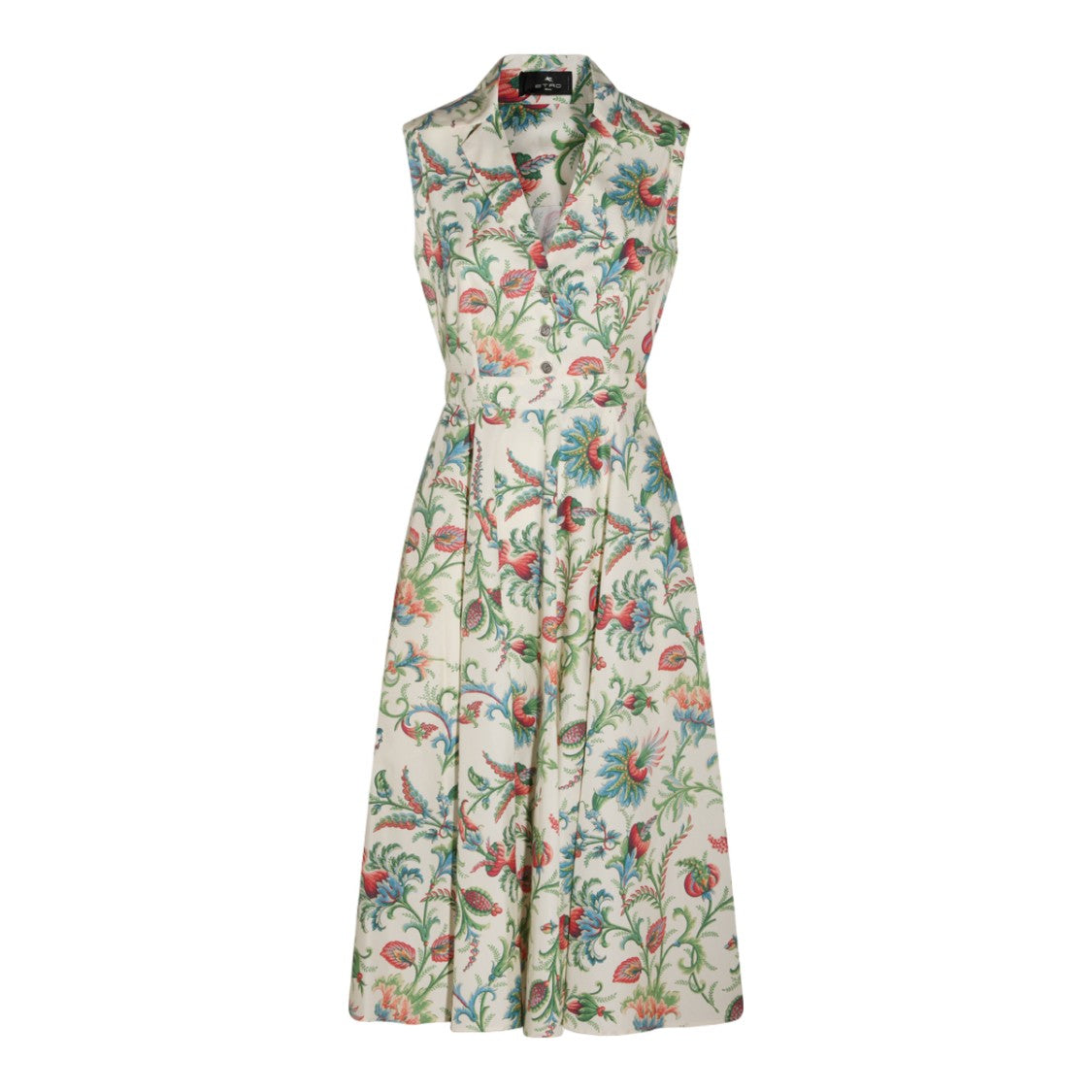 Etro Floral Midi Dress With Collared Neckline