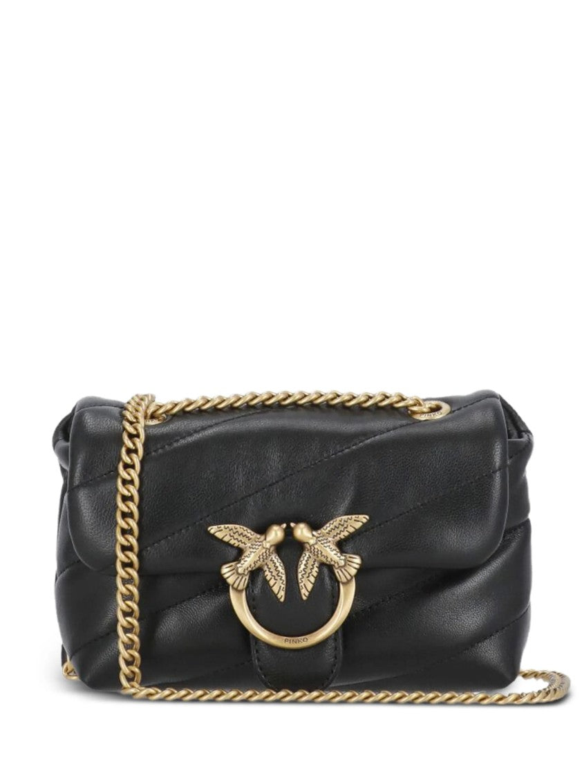 Pinko Black Quilted Diagonal Chain Shoulder Bag