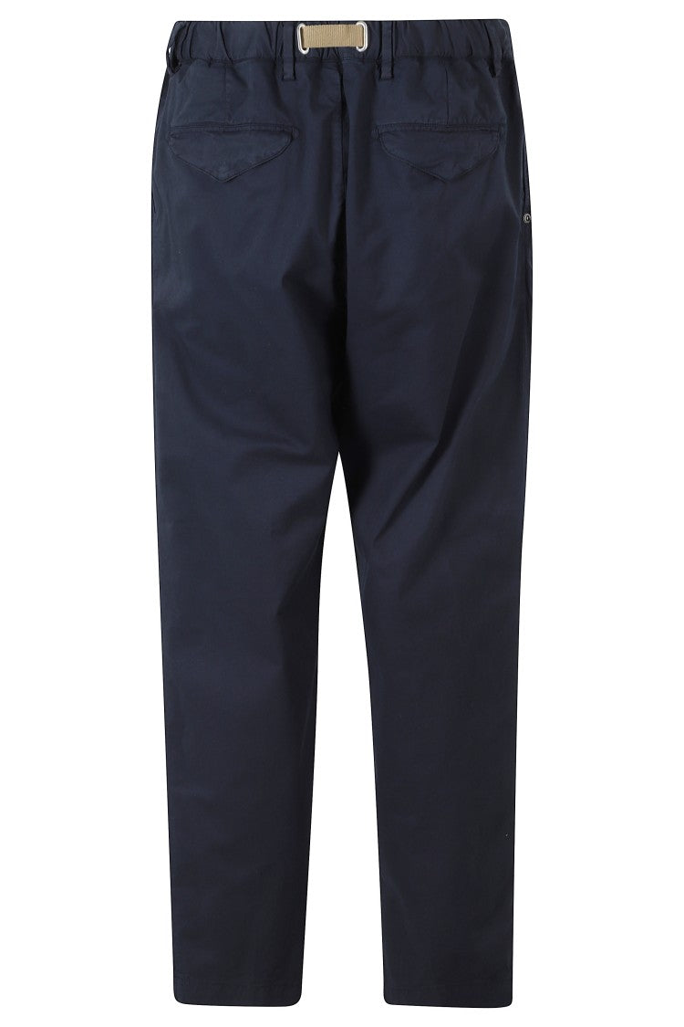 White Sand Blue Pima Double Darts Cotton-Blend Straight-Leg Pants