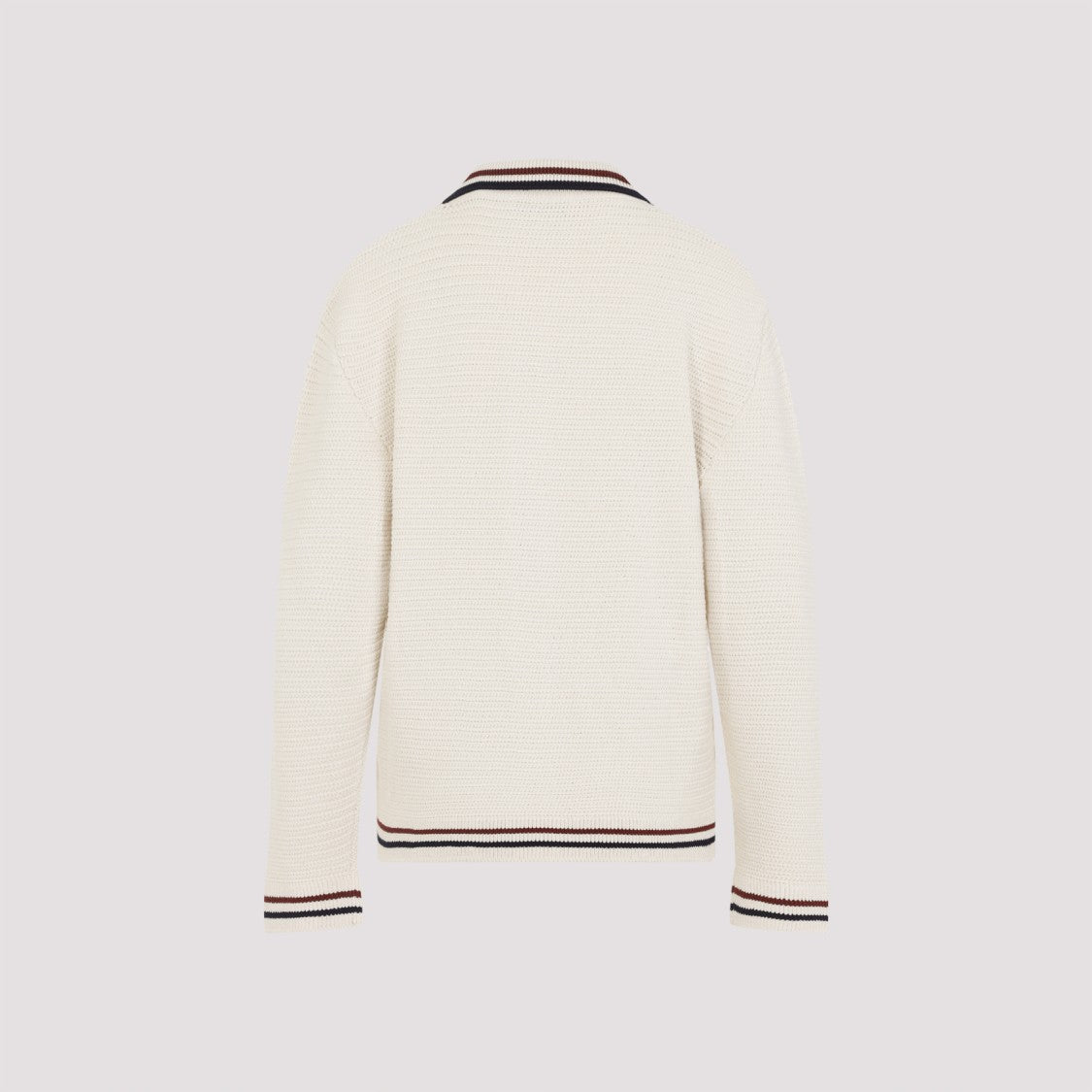 Miu Miu Textured Knit Cardigan With Classic Collar And Zip Closure