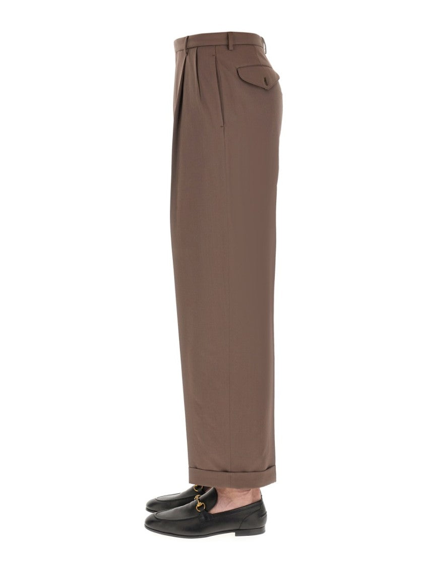 Gucci Refined Wool Trousers With Iconic Web Detail